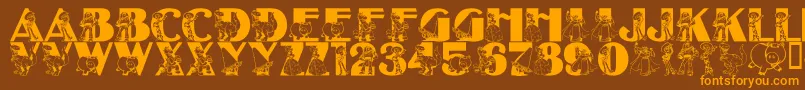 LmsBeyondInfinity-Schriftart – Orangefarbene Schriften auf braunem Hintergrund