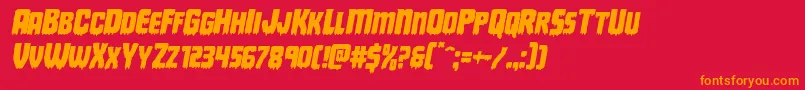 フォントDeathbloodital – 赤い背景にオレンジの文字