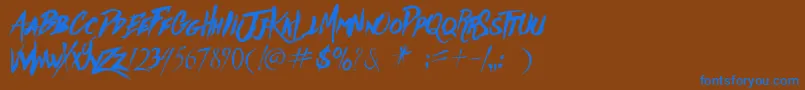 フォントAgaints – 茶色の背景に青い文字