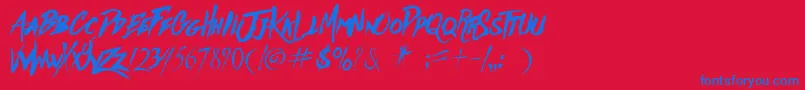 フォントAgaints – 赤い背景に青い文字