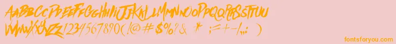 フォントAgaints – オレンジの文字がピンクの背景にあります。