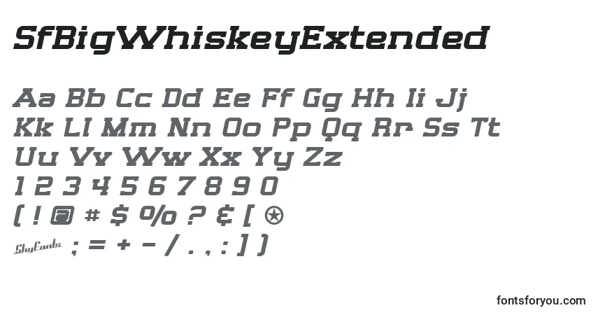 Шрифт SfBigWhiskeyExtended – алфавит, цифры, специальные символы