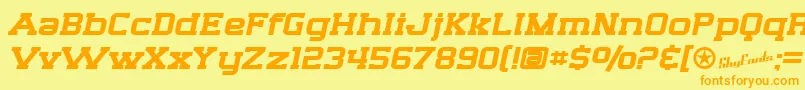 フォントSfBigWhiskeyExtended – オレンジの文字が黄色の背景にあります。