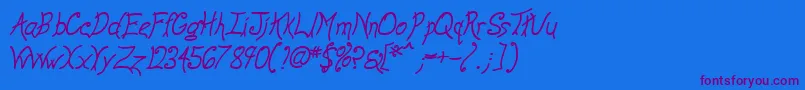AnywayBolditalic Font – Purple Fonts on Blue Background