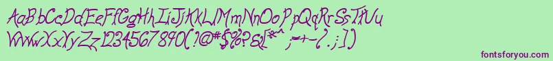AnywayBolditalic Font – Purple Fonts on Green Background