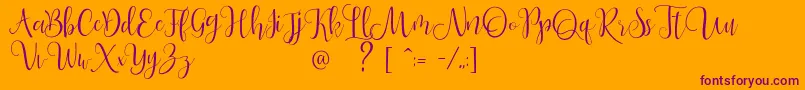 TiredPanda-Schriftart – Violette Schriften auf orangefarbenem Hintergrund
