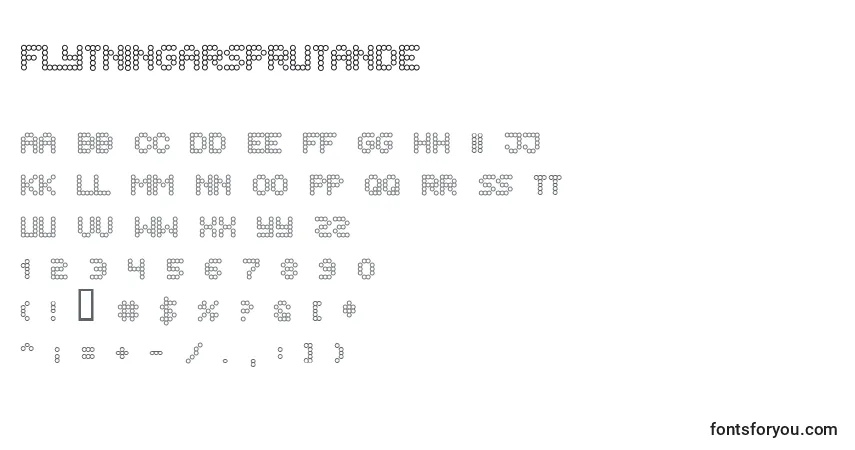 Schriftart FlytningarSprutande – Alphabet, Zahlen, spezielle Symbole