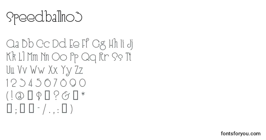 A fonte Speedballno3 – alfabeto, números, caracteres especiais