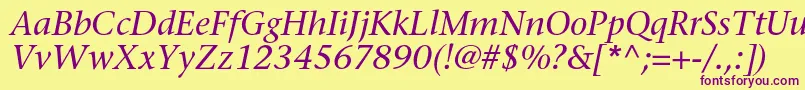 SonetserifItalic Font – Purple Fonts on Yellow Background