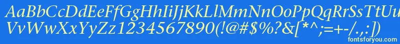 SonetserifItalic Font – Yellow Fonts on Blue Background