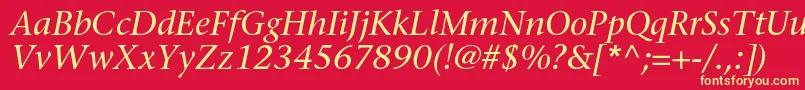 SonetserifItalic Font – Yellow Fonts on Red Background