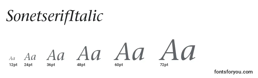 Größen der Schriftart SonetserifItalic