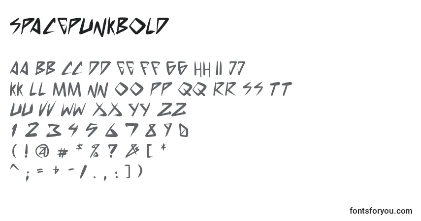 Шрифт SpacePunkBold – алфавит, цифры, специальные символы