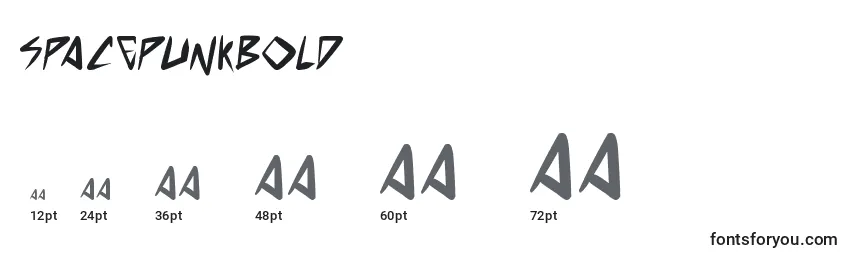 SpacePunkBold Font Sizes