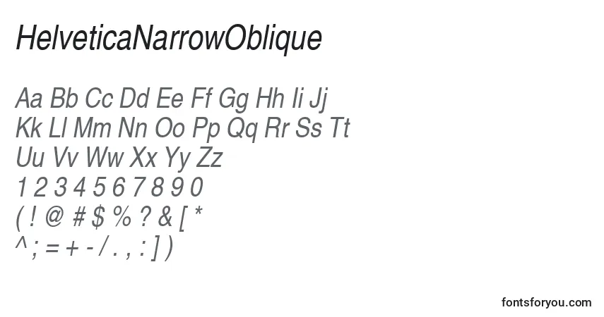 HelveticaNarrowObliqueフォント–アルファベット、数字、特殊文字