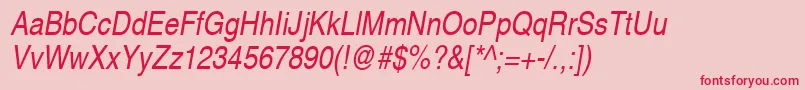 HelveticaNarrowOblique Font – Red Fonts on Pink Background