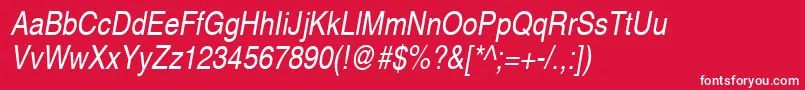 HelveticaNarrowOblique Font – White Fonts on Red Background
