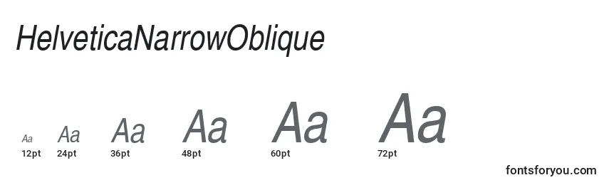 Размеры шрифта HelveticaNarrowOblique