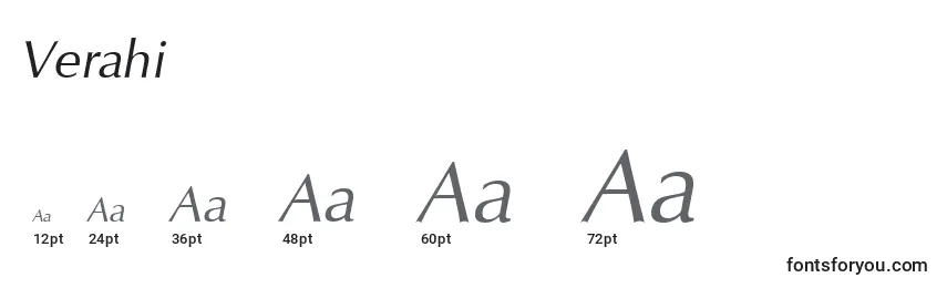 Verahi Font Sizes