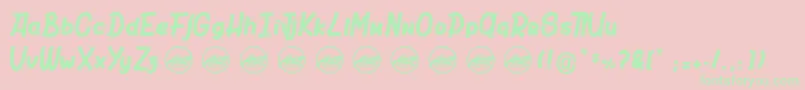 Raku Font – Green Fonts on Pink Background