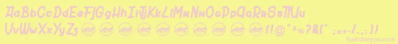 Raku-Schriftart – Rosa Schriften auf gelbem Hintergrund