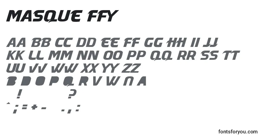 Шрифт Masque ffy – алфавит, цифры, специальные символы
