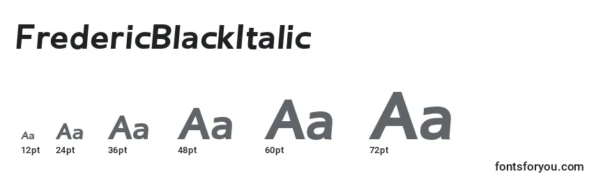 Größen der Schriftart FredericBlackItalic