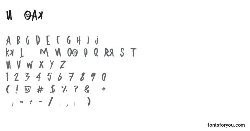 Czcionka UglyboyAspekhndz – alfabet, cyfry, specjalne znaki