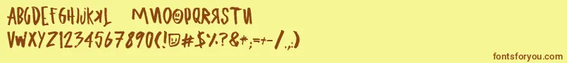 UglyboyAspekhndz-fontti – ruskeat fontit keltaisella taustalla