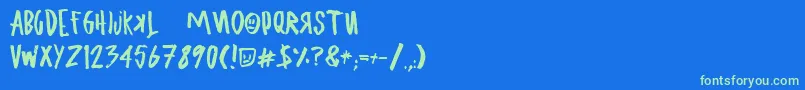 UglyboyAspekhndz Font – Green Fonts on Blue Background