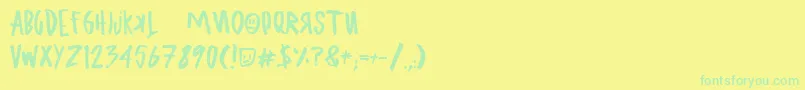 UglyboyAspekhndz-Schriftart – Grüne Schriften auf gelbem Hintergrund