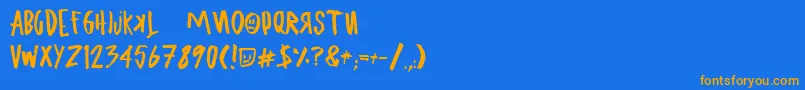 UglyboyAspekhndz-Schriftart – Orangefarbene Schriften auf blauem Hintergrund