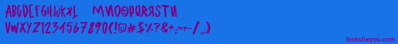 UglyboyAspekhndz-Schriftart – Violette Schriften auf blauem Hintergrund