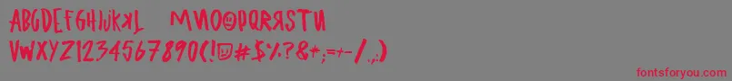 フォントUglyboyAspekhndz – 赤い文字の灰色の背景