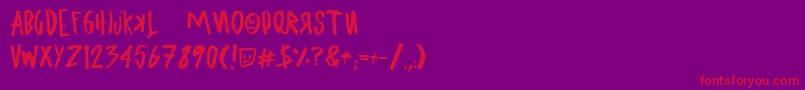 UglyboyAspekhndz-Schriftart – Rote Schriften auf violettem Hintergrund