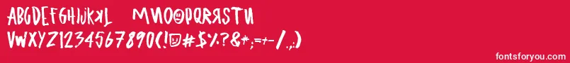 UglyboyAspekhndz-Schriftart – Weiße Schriften auf rotem Hintergrund
