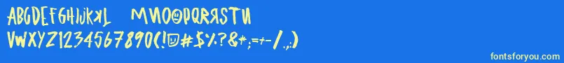 UglyboyAspekhndz-Schriftart – Gelbe Schriften auf blauem Hintergrund