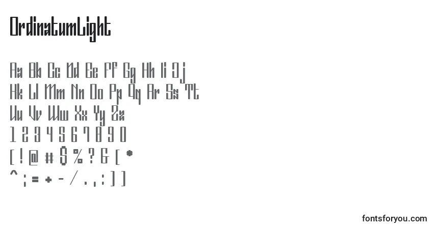 Fuente OrdinatumLight - alfabeto, números, caracteres especiales