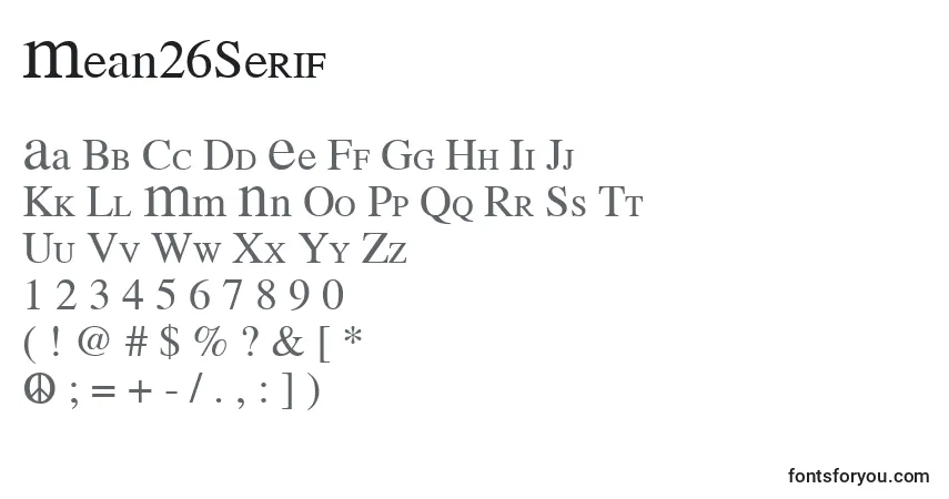 A fonte Mean26Serif – alfabeto, números, caracteres especiais