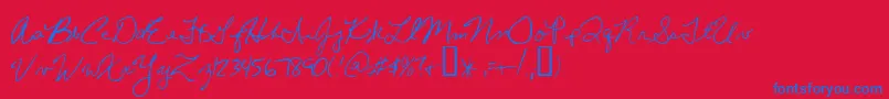 ChrissHandwriting Font – Blue Fonts on Red Background