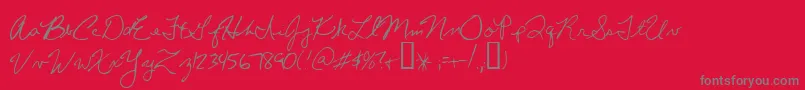 ChrissHandwriting-Schriftart – Graue Schriften auf rotem Hintergrund