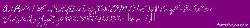 ChrissHandwriting Font – Green Fonts on Purple Background