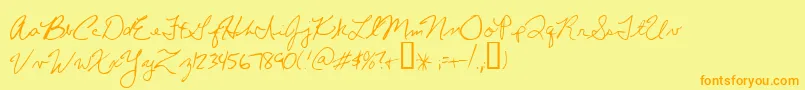 ChrissHandwriting Font – Orange Fonts on Yellow Background