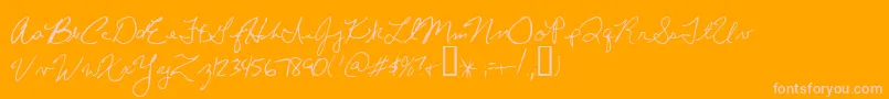 ChrissHandwriting Font – Pink Fonts on Orange Background
