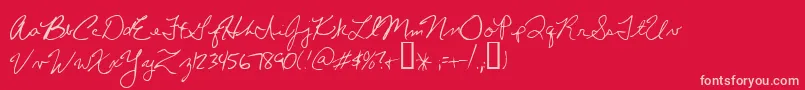 ChrissHandwriting Font – Pink Fonts on Red Background
