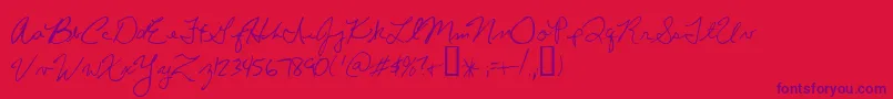 ChrissHandwriting Font – Purple Fonts on Red Background