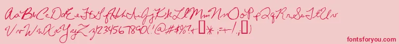 ChrissHandwriting Font – Red Fonts on Pink Background