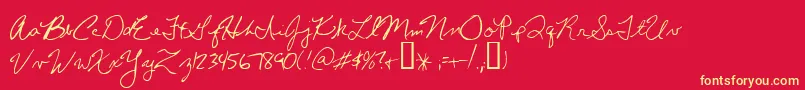 ChrissHandwriting Font – Yellow Fonts on Red Background