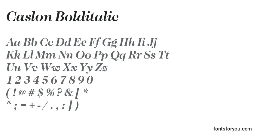 Schriftart Caslon Bolditalic – Alphabet, Zahlen, spezielle Symbole