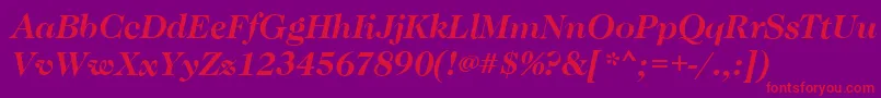 Caslon Bolditalic-Schriftart – Rote Schriften auf violettem Hintergrund